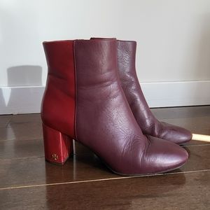 TORY BURCH | Two Tone Red/Burgundy  LeatherBooties